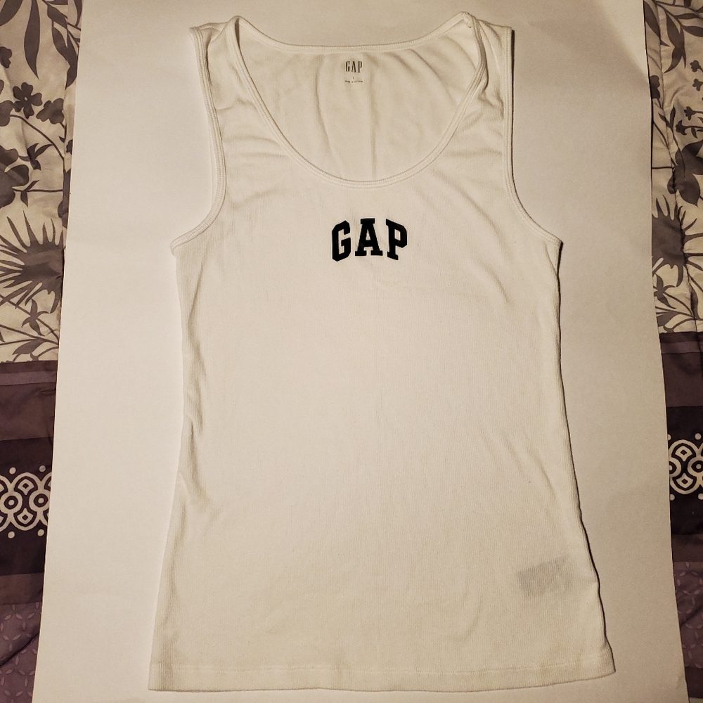 Gap Ribbed Print Logo Tank Top